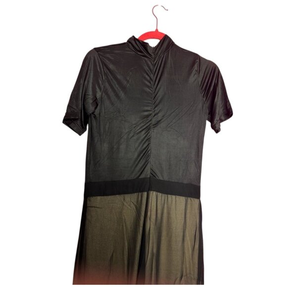 Uniq NWT Wide Leg Short Sleeve Jumpsuit Sz Large Womens Black Mock Neck - Picture 10 of 10